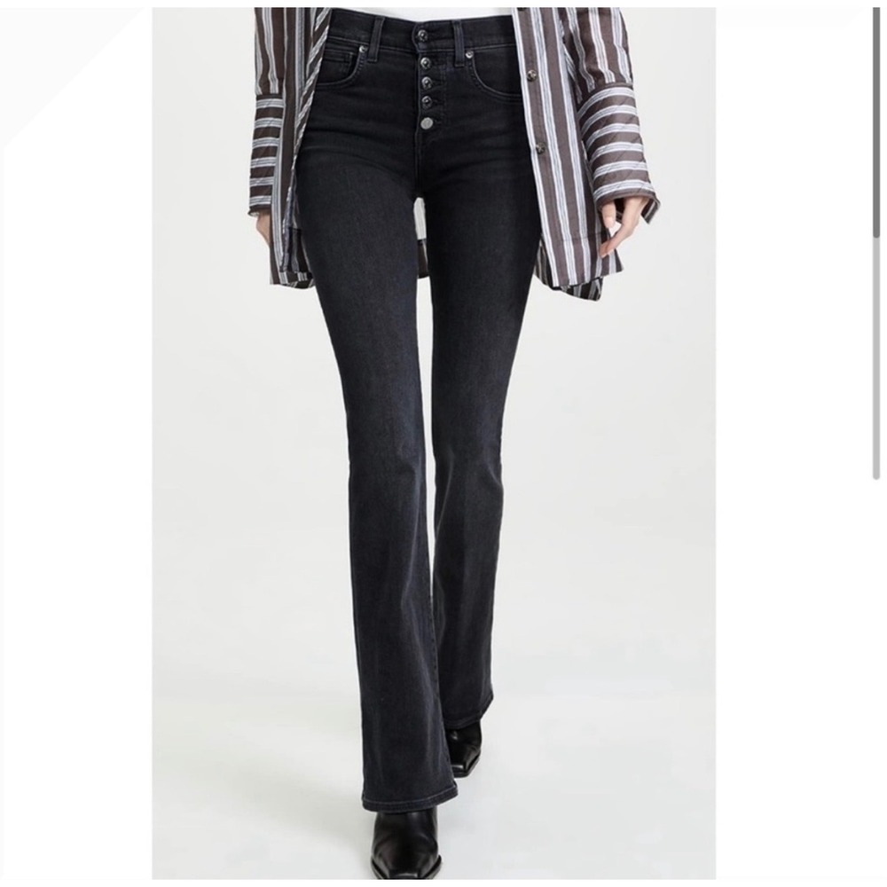 Veronica Beard Beverly skinny flare jeans onyx button fly 27 high rise classic